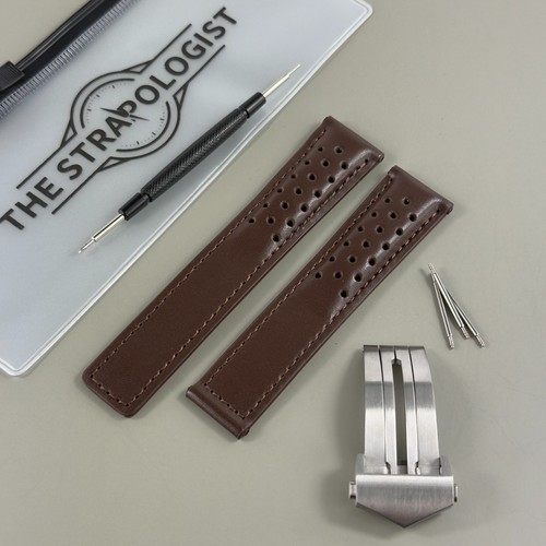 Dark brown leather watch strap - dark,